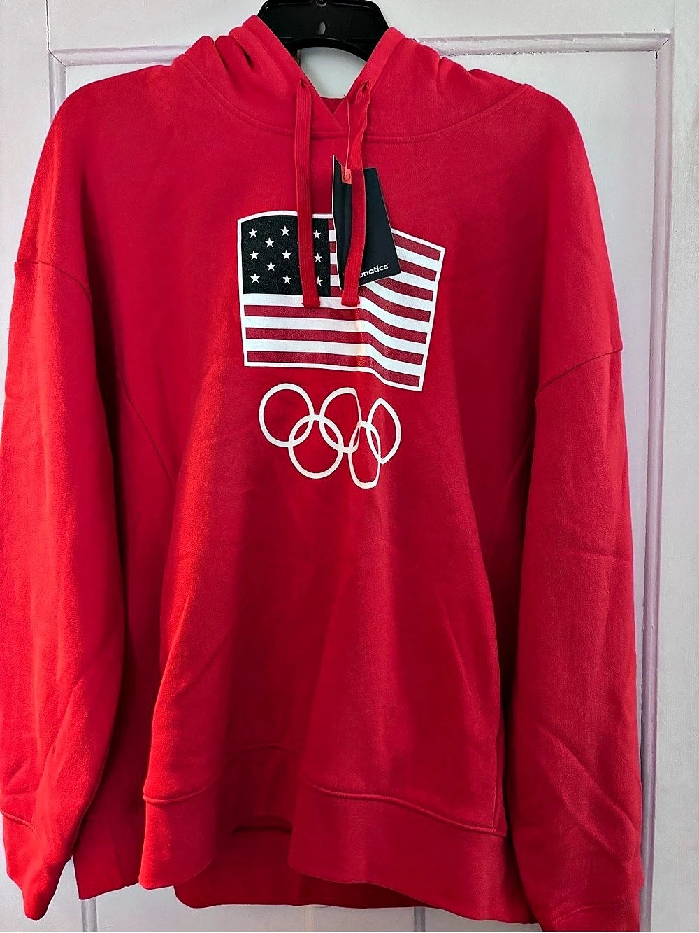 Fanatics Team USA Flag and Rings Pullover Hoodie Red XL